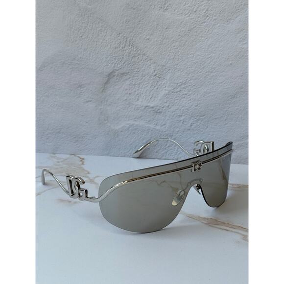 NEW Dolce Gabbana DG2320 Silver Mirror Shield Sunglasses $646 main image 4